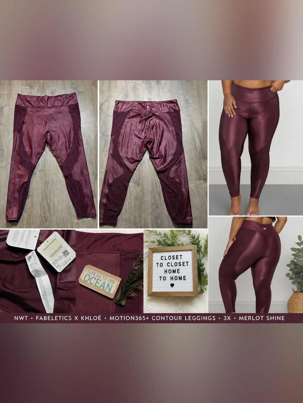 Fabletics Merlot Shine Motion365+ Contour Leggings